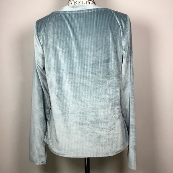 Lucky Brand aqua velvet ribbed long sleeve button down 90s y2k fairy sz Medium - Picture 4 of 7